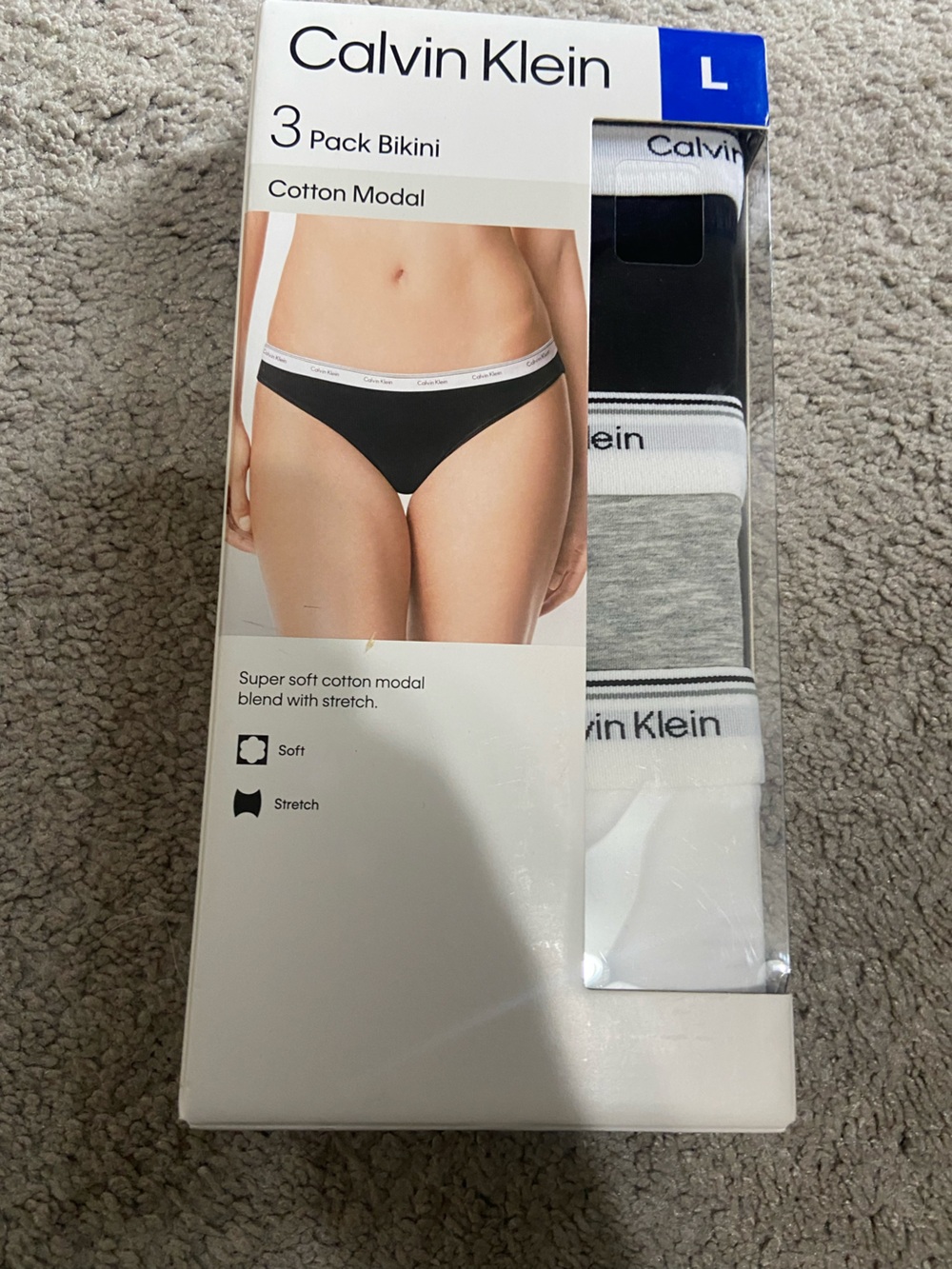 Calvin Klein New in Box Women’s 3 Pack Cotton Bikini Panties Underwear Large